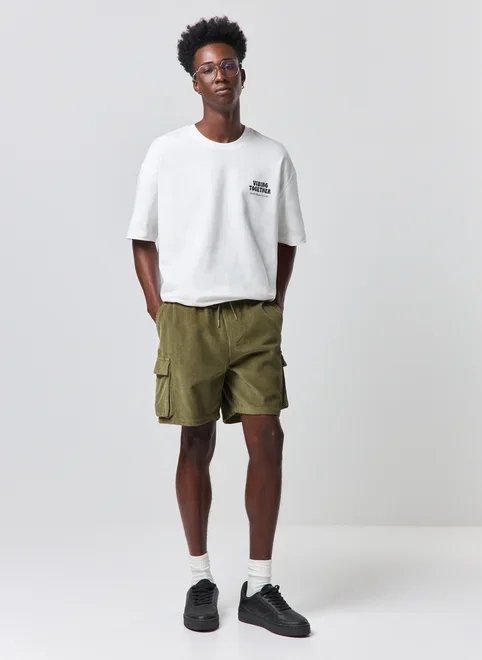 bermuda cargo cotelê verde oliva bermuda cargo cotelê verde oliva