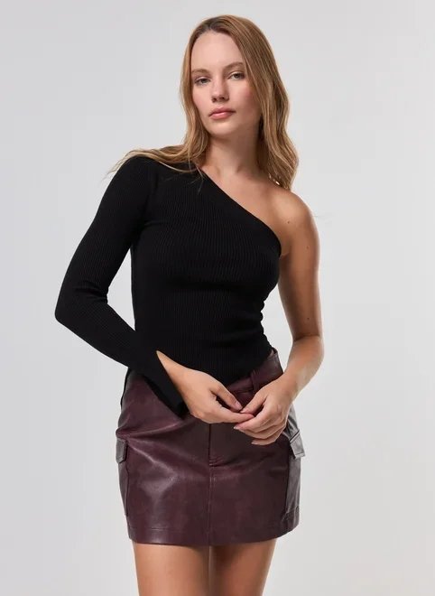 blusa tricô manga única longa assimétrica blusa tricô manga única longa assimétrica