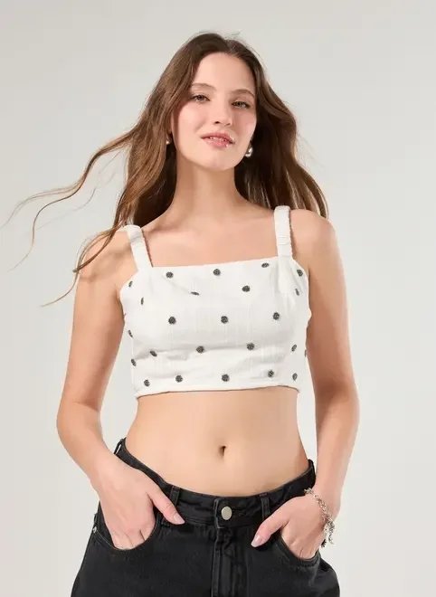 cropped off-white miçangas cropped off-white miçangas