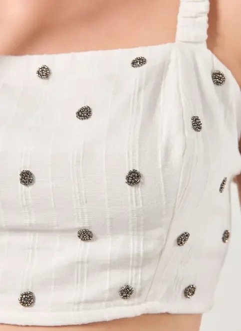 cropped off-white miçangas cropped off-white miçangas