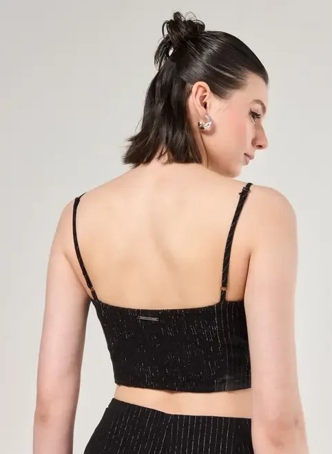 cropped preto fios de lurex cropped preto fios de lurex