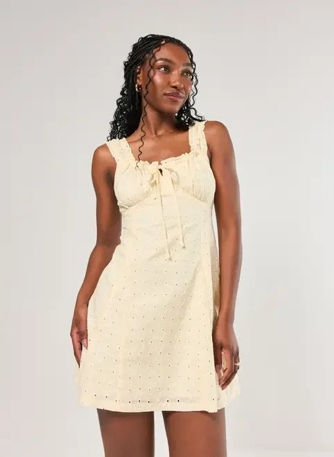 vestido broderie amarelo manteiga vestido broderie amarelo manteiga