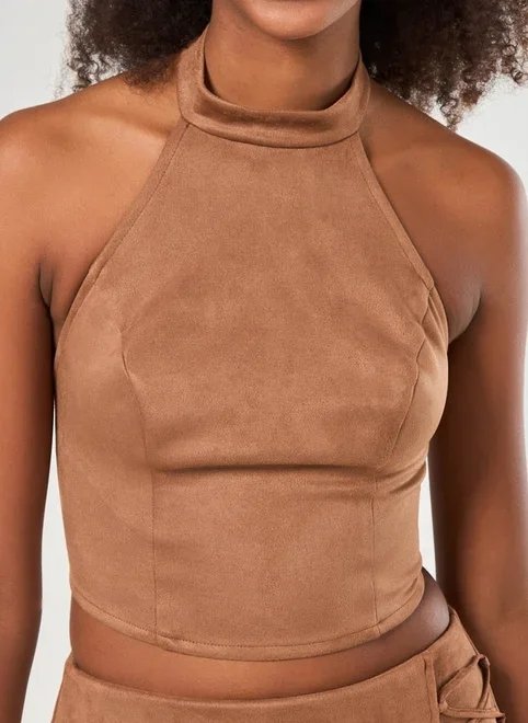 blusa em suede com amarração blusa em suede com amarração