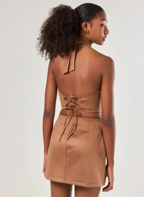 blusa em suede com amarração blusa em suede com amarração