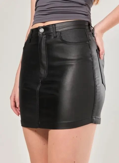 saia sarja com aspecto de couro saia sarja com aspecto de couro