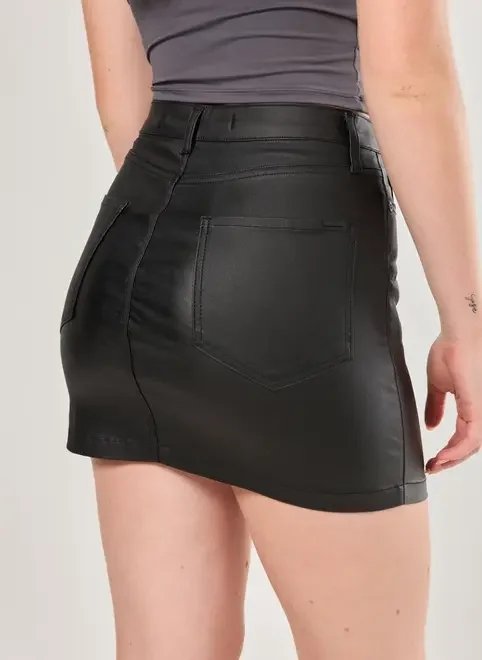 saia sarja com aspecto de couro saia sarja com aspecto de couro