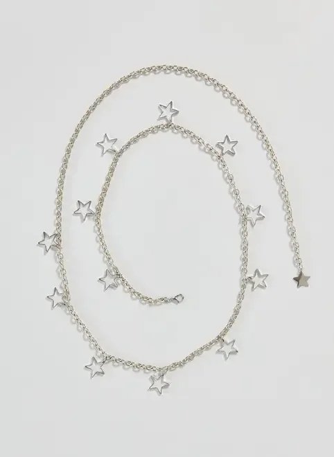 cinto belly chain prateado estrelas cinto belly chain prateado estrelas