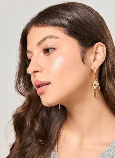 brinco argola pingentes chaves brinco argola pingentes chaves