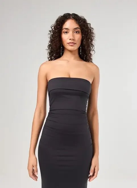 vestido midi sem alças em poliamida vestido midi sem alças em poliamida