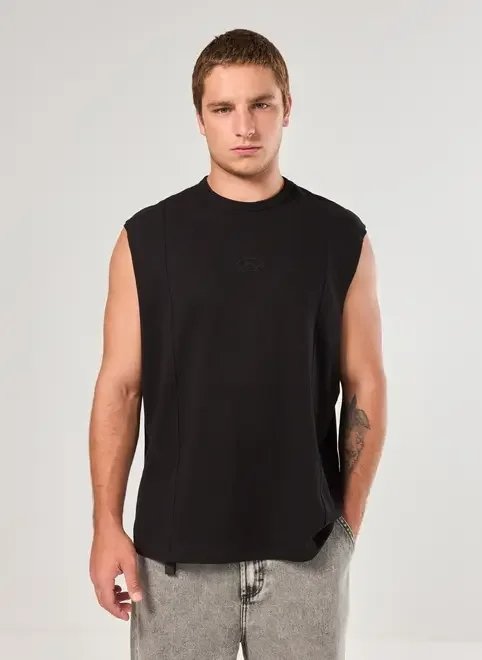 regata sleeveless preta bordada regata sleeveless preta bordada