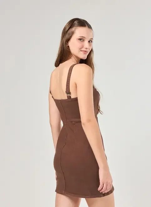 vestido sarja marrom vestido sarja marrom