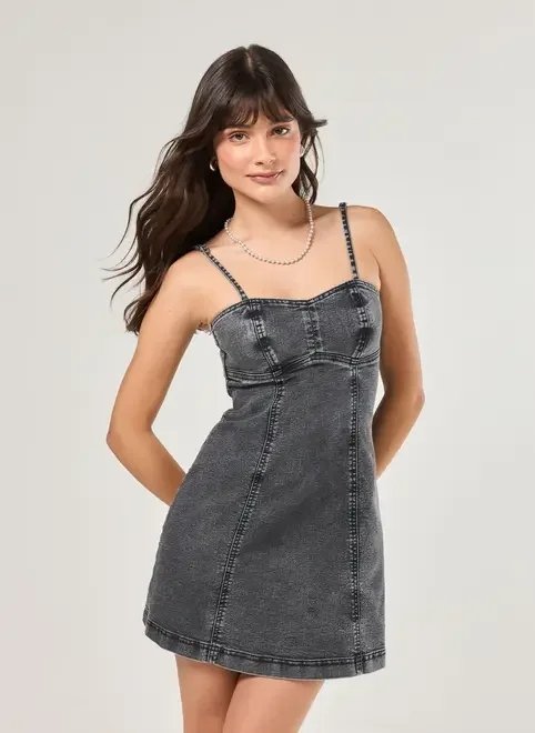 vestido curto em jeans preto vestido curto em jeans preto