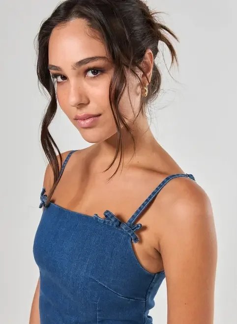 vestido jeans lacinhos vestido jeans lacinhos