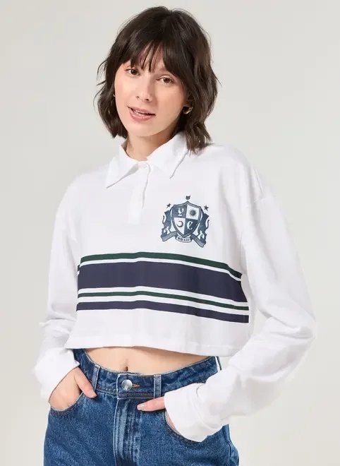 camisa polo cropped manga longa listrada camisa polo cropped manga longa listrada