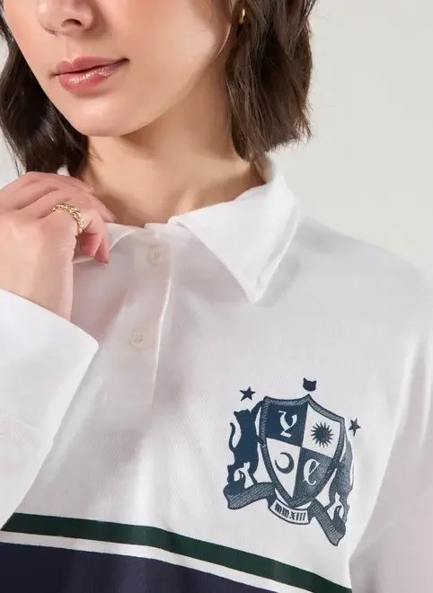 camisa polo cropped manga longa listrada camisa polo cropped manga longa listrada