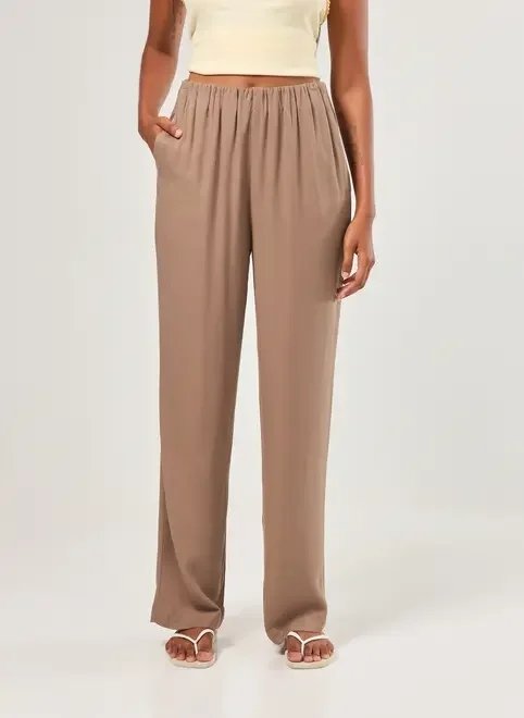 calça reta com elástico calça reta com elástico