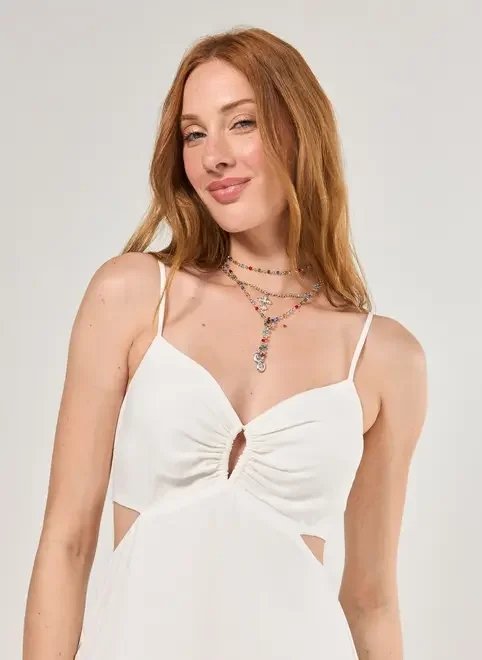 vestido longo off-white recortes laterais vestido longo off-white recortes laterais