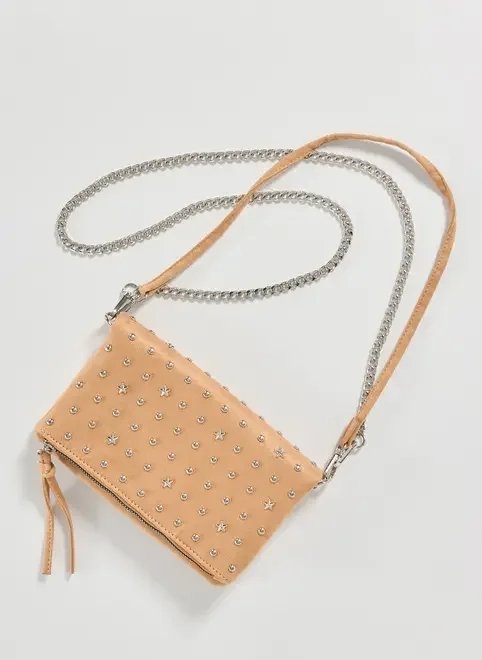 bolsa suede areia tachinhas estrelas bolsa suede areia tachinhas estrelas