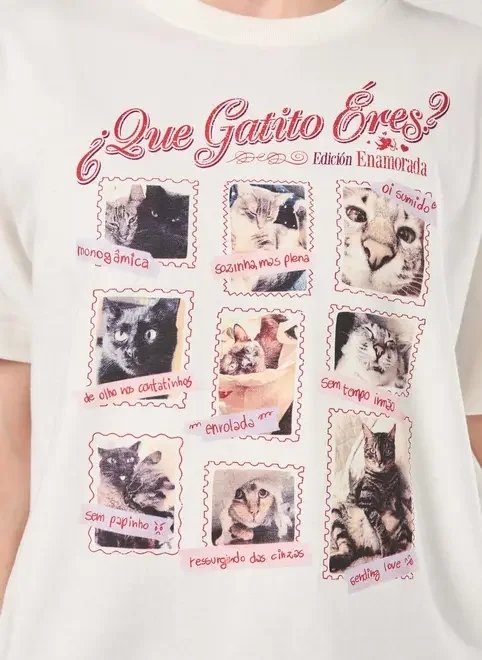 camiseta off-white gatinhos camiseta off-white gatinhos