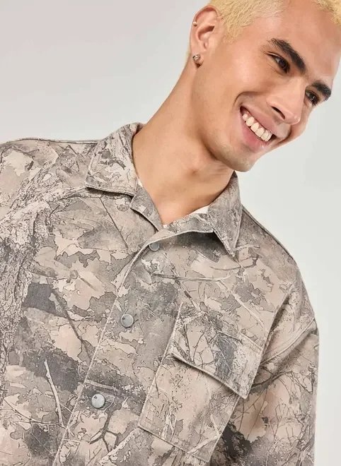 camisa box em sarja camuflada camisa box em sarja camuflada