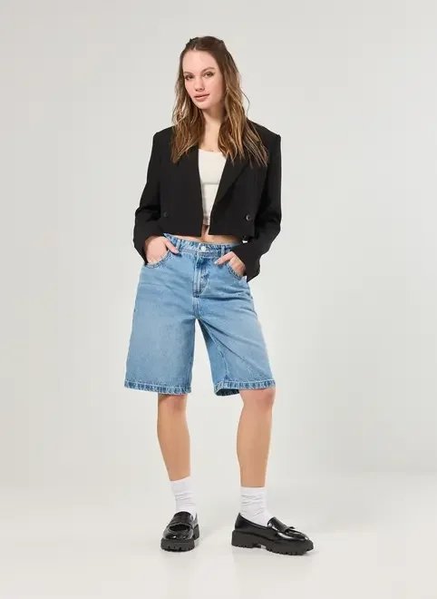 bermuda jeans cintura média bermuda jeans cintura média