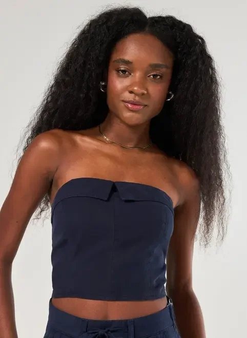 tube top sarja azul-marinho tube top sarja azul-marinho