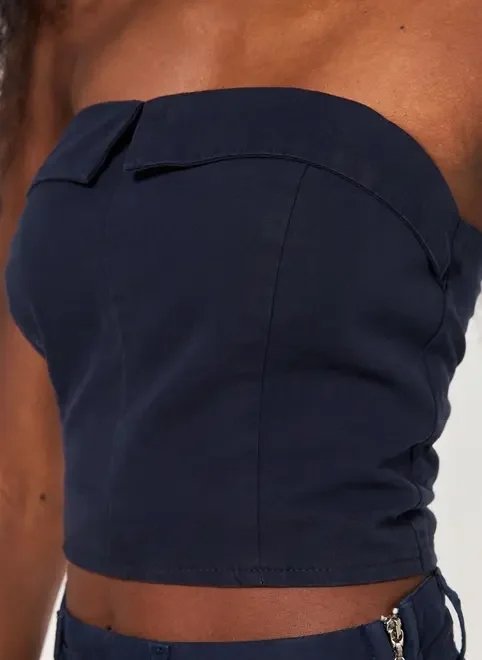 tube top sarja azul-marinho tube top sarja azul-marinho