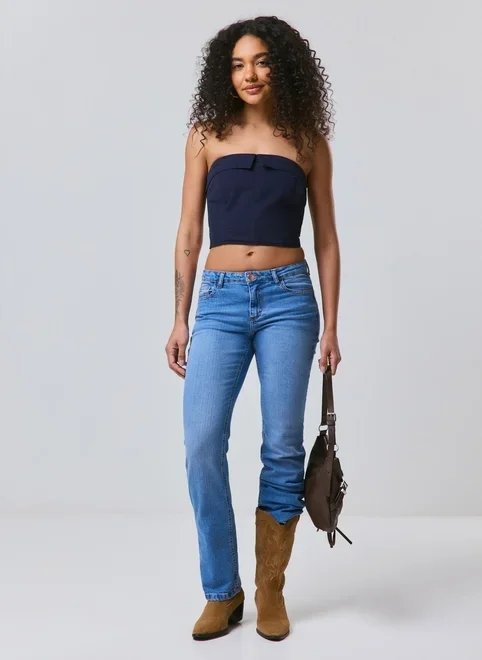 tube top sarja azul-marinho tube top sarja azul-marinho