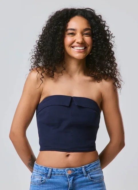tube top sarja azul-marinho tube top sarja azul-marinho