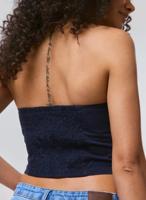 tube top sarja azul-marinho tube top sarja azul-marinho