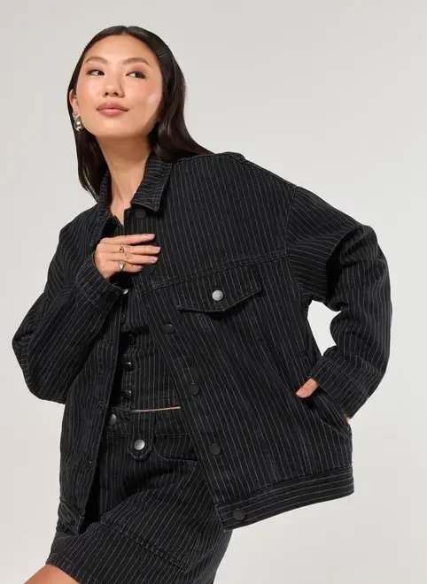 jaqueta jeans box risca de giz jaqueta jeans box risca de giz