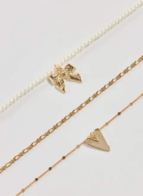 conjunto com 3 colares dourados laço conjunto com 3 colares dourados laço