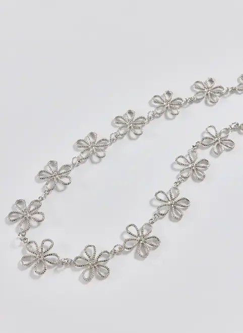 cinto corrente flores prateado cinto corrente flores prateado