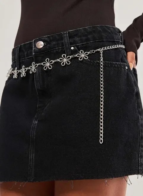 cinto corrente flores prateado cinto corrente flores prateado