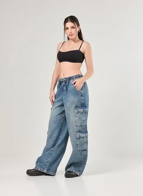 calça jeans cargo oversized calça jeans cargo oversized