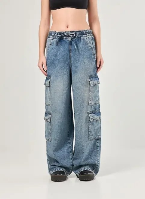calça jeans cargo oversized calça jeans cargo oversized
