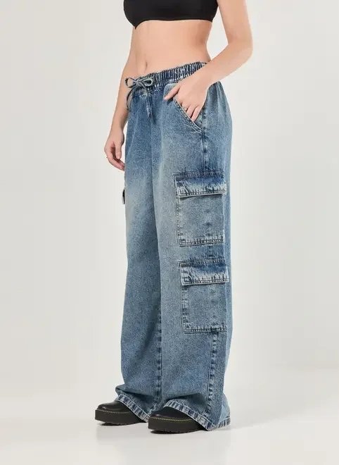 calça jeans cargo oversized calça jeans cargo oversized