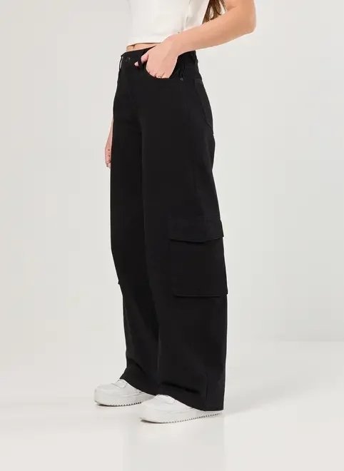 calça wide leg cargo cintura média calça wide leg cargo cintura média