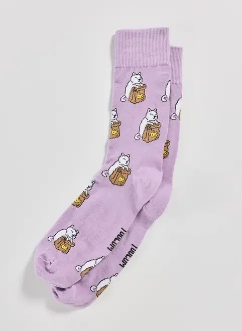 meia lilás gato com lancheira meia lilás gato com lancheira