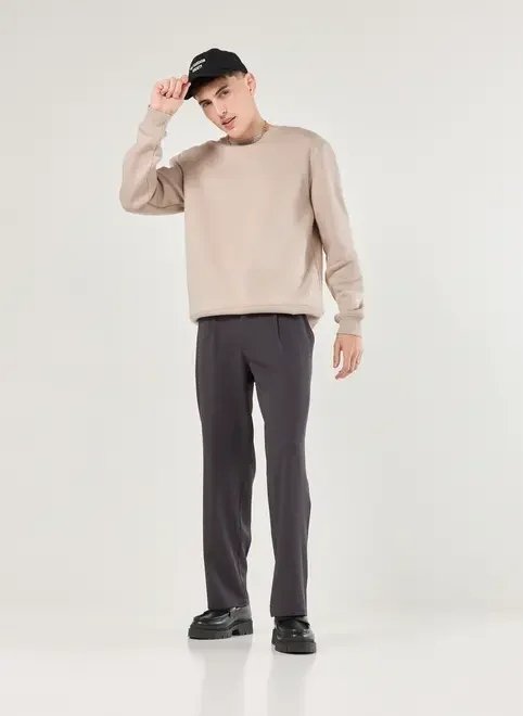 calça de alfaiataria reta com pregas calça de alfaiataria reta com pregas