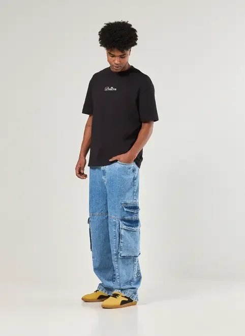 calça baggy cargo jeans médio calça baggy cargo jeans médio