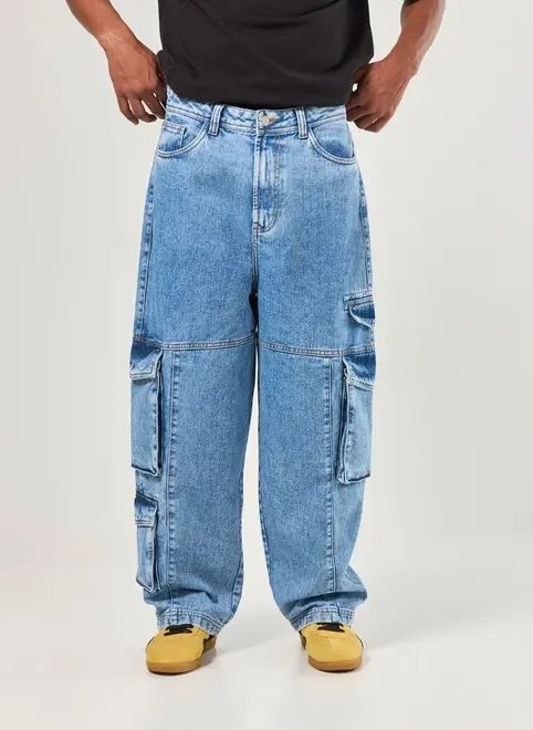 calça baggy cargo jeans médio calça baggy cargo jeans médio