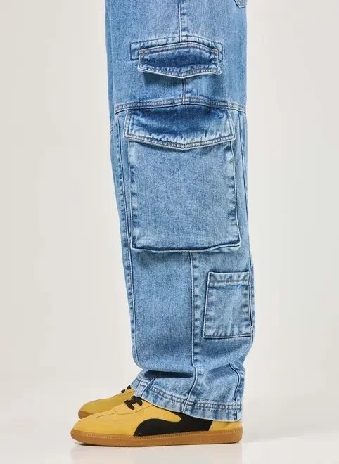 calça baggy cargo jeans médio calça baggy cargo jeans médio