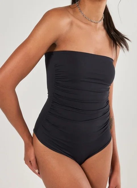 body poliamida preto decote reto franzido body poliamida preto decote reto franzido