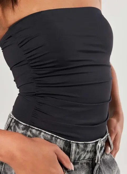 body poliamida preto decote reto franzido body poliamida preto decote reto franzido