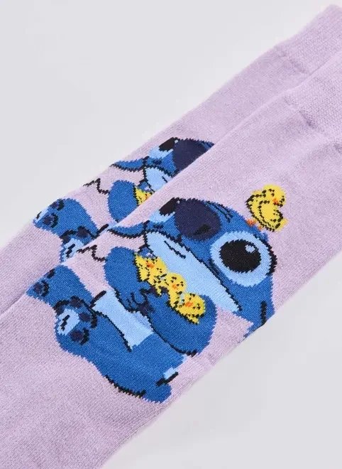 meia lilás stitch com patinhos meia lilás stitch com patinhos