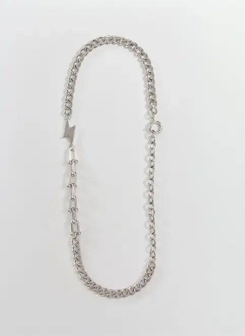 colar corrente prateada raio colar corrente prateada raio