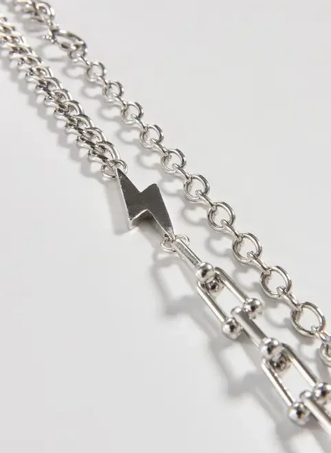 colar corrente prateada raio colar corrente prateada raio