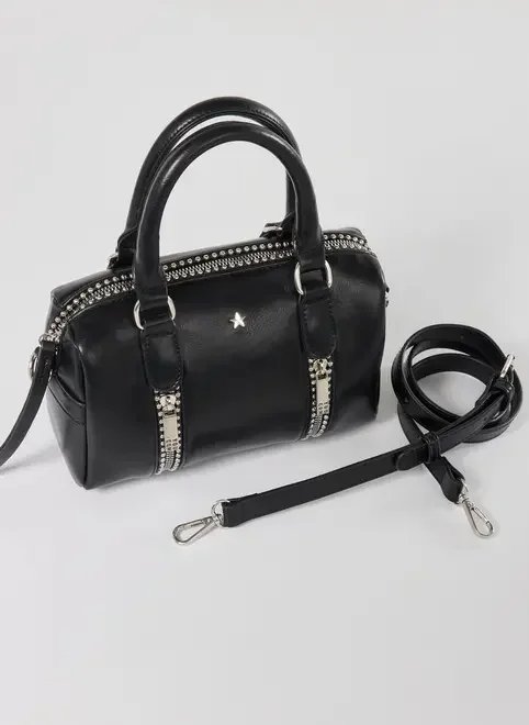 bolsa preta zíperes alça dupla bolsa preta zíperes alça dupla