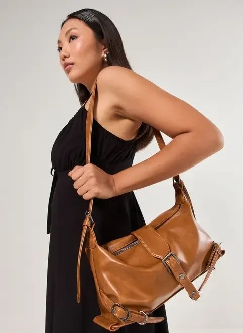 bolsa baguete caramelo fivelas bolsa baguete caramelo fivelas